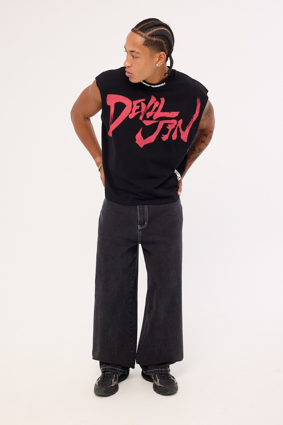Neovision Devil Jin Graffiti Cropped Muscle Tank Black – Universal
