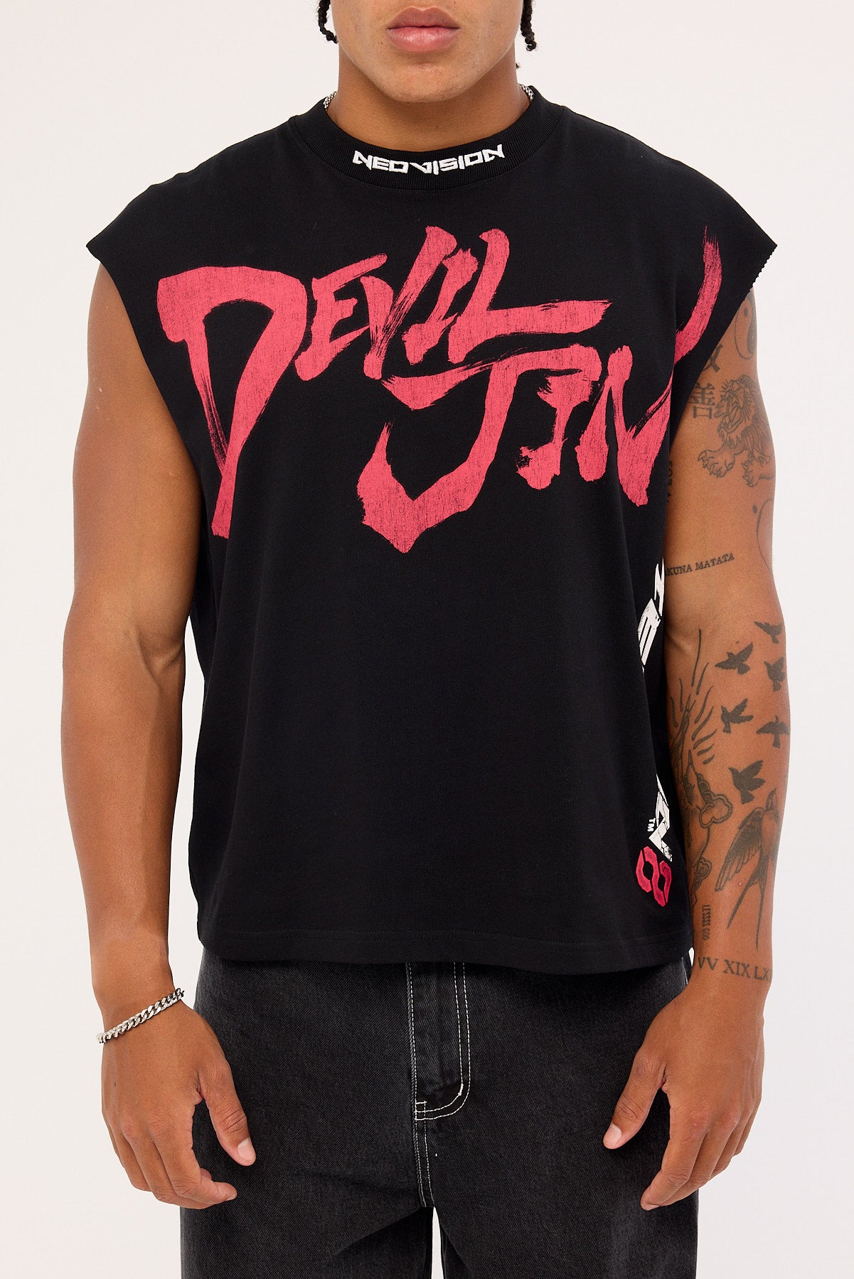 Neovision Devil Jin Graffiti Cropped Muscle Tank Black – Universal