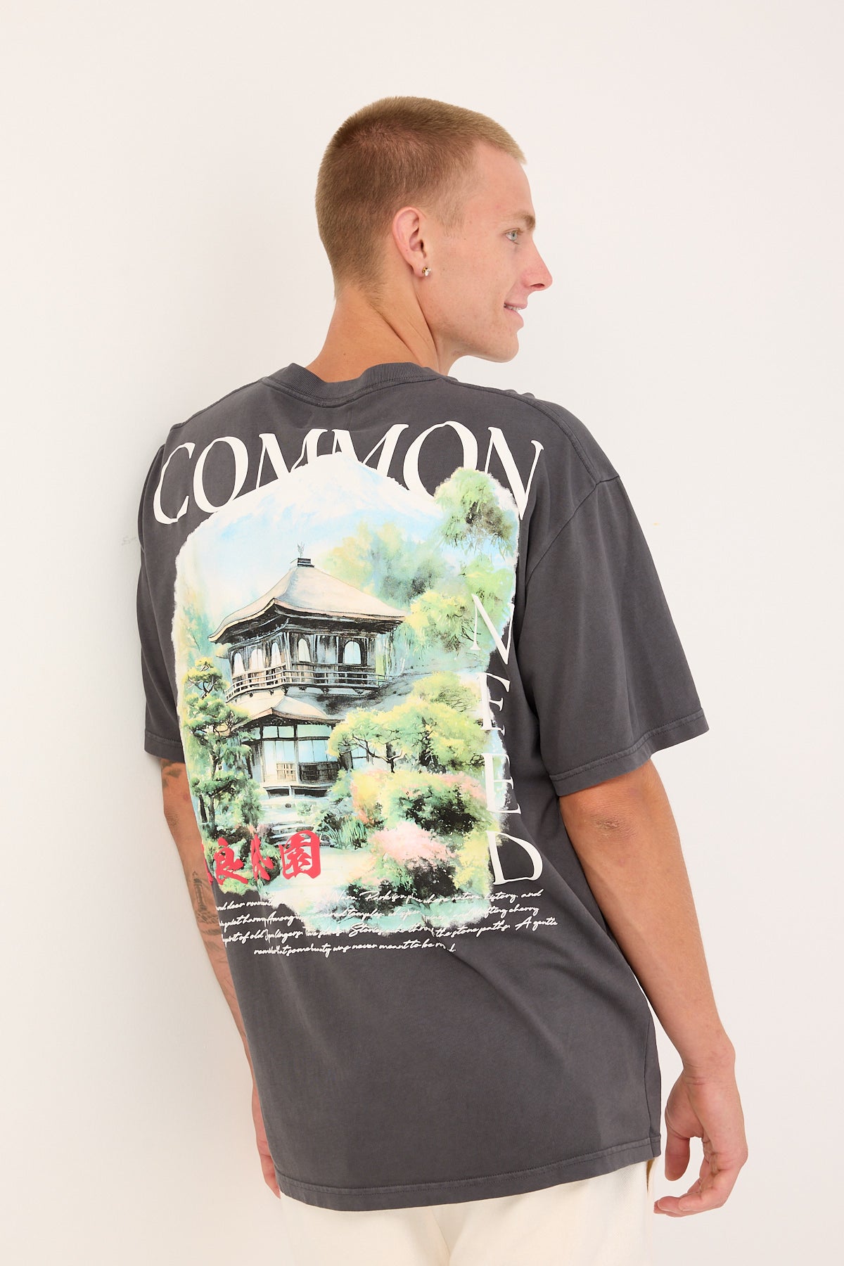 Common Need Tranquil Heavyweight Boxy Tee Washed Black