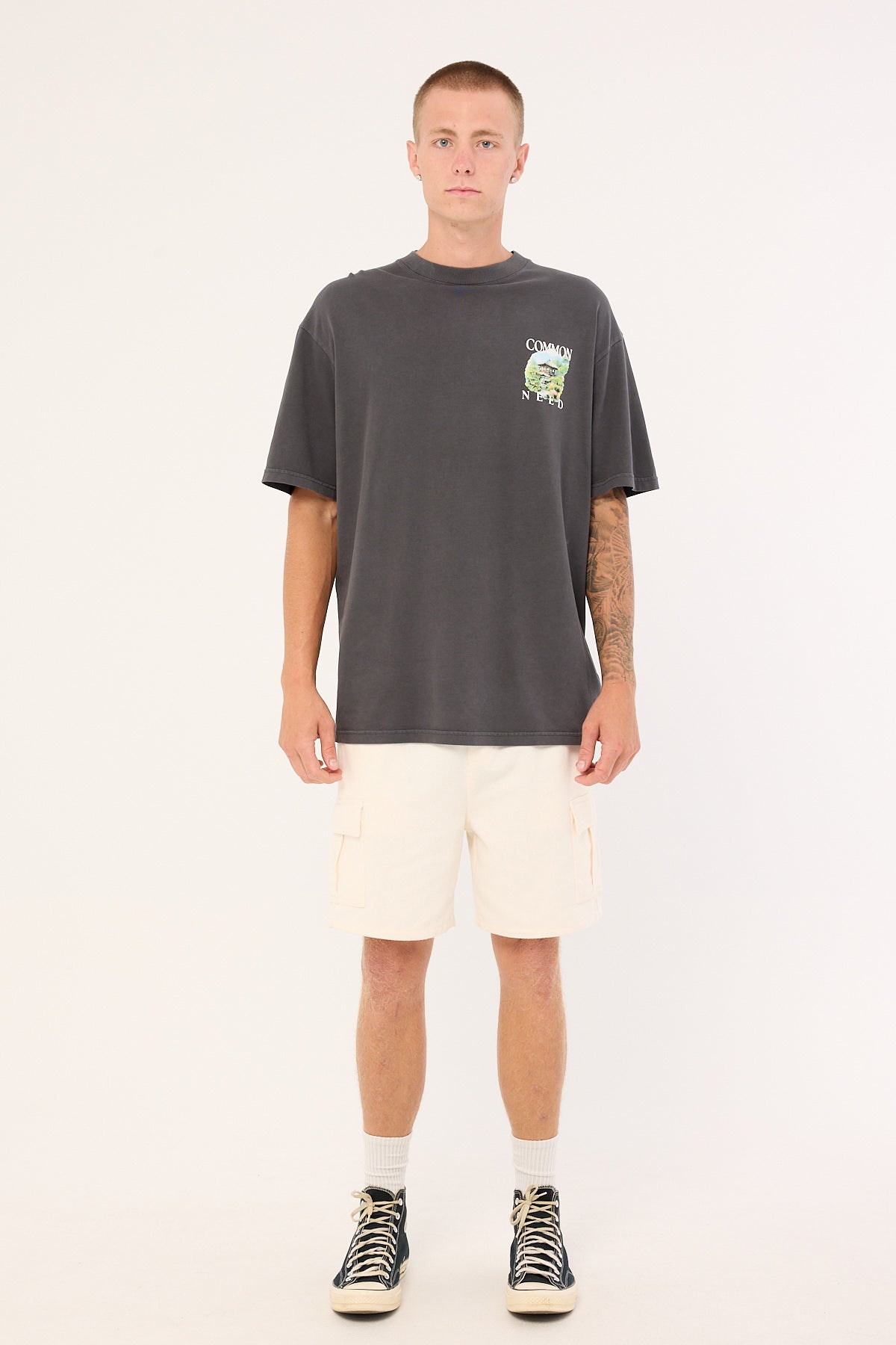 Common Need Tranquil Heavyweight Boxy Tee Washed Black