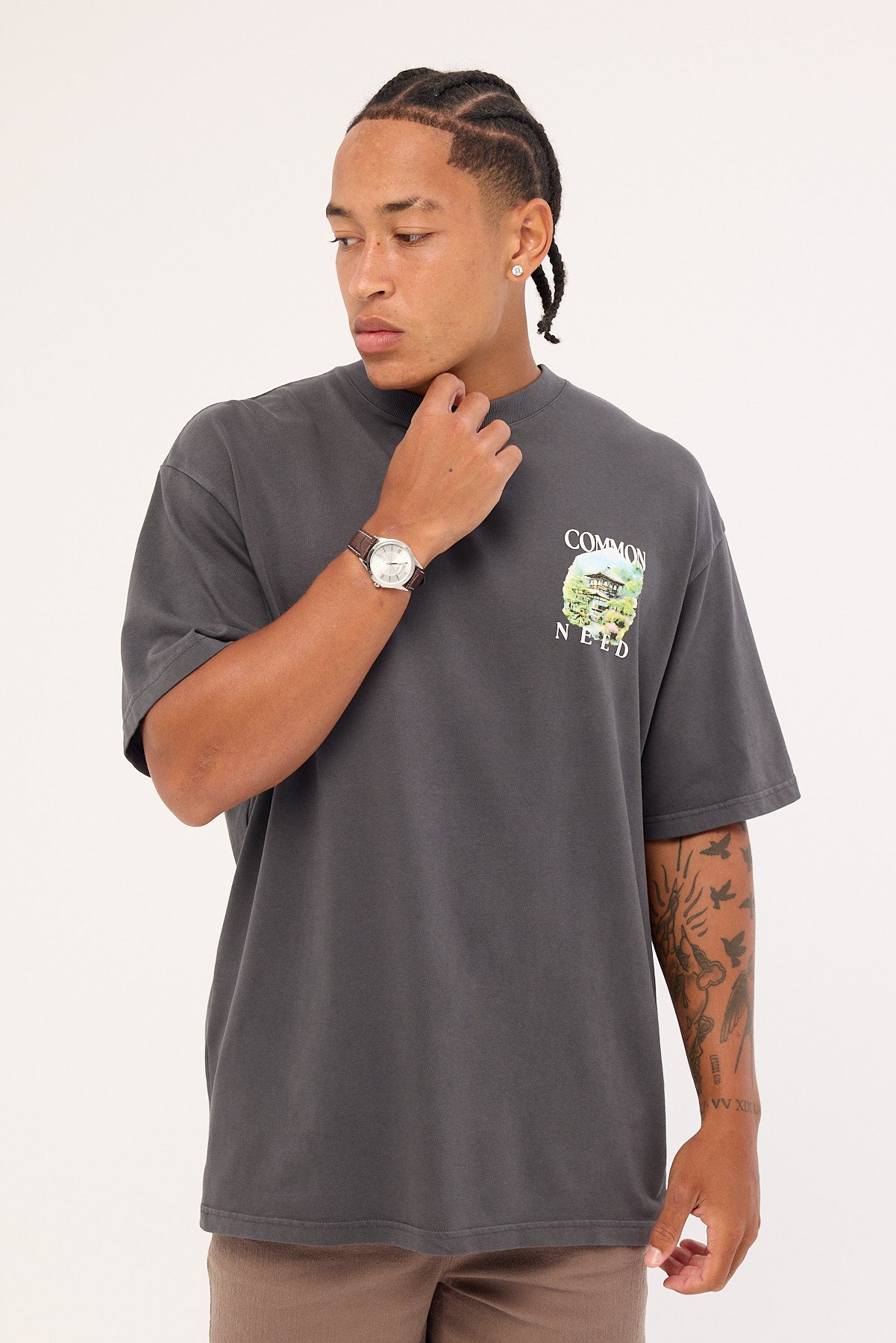 Common Need Tranquil Heavyweight Boxy Tee Washed Black