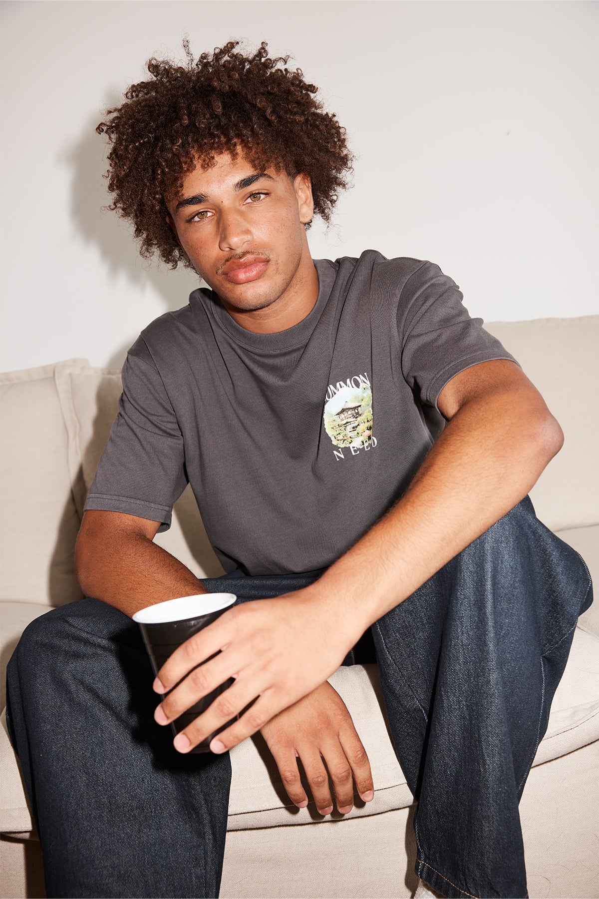 Common Need Tranquil Heavyweight Boxy Tee Washed Black