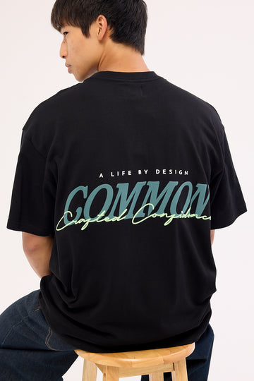 Common Need Slant Heavyweight Boxy Tee Black