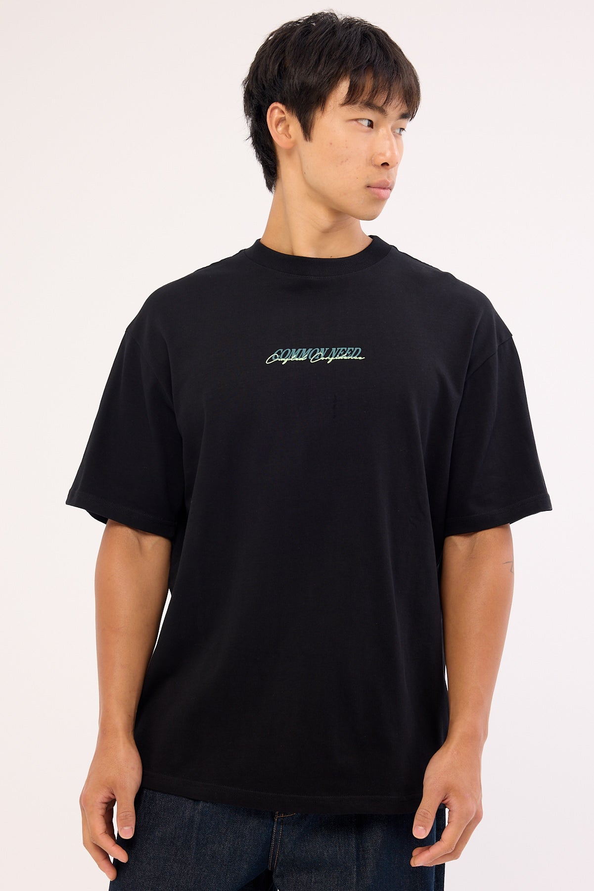 Common Need Slant Heavyweight Boxy Tee Black