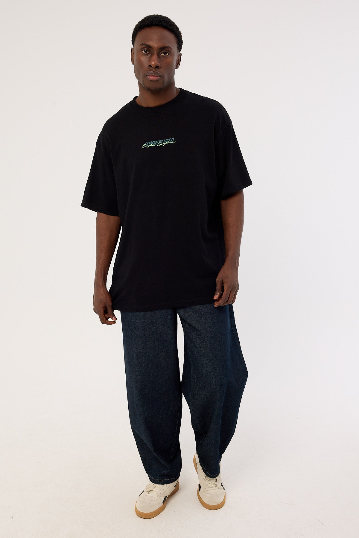 Common Need Slant Heavyweight Boxy Tee Black