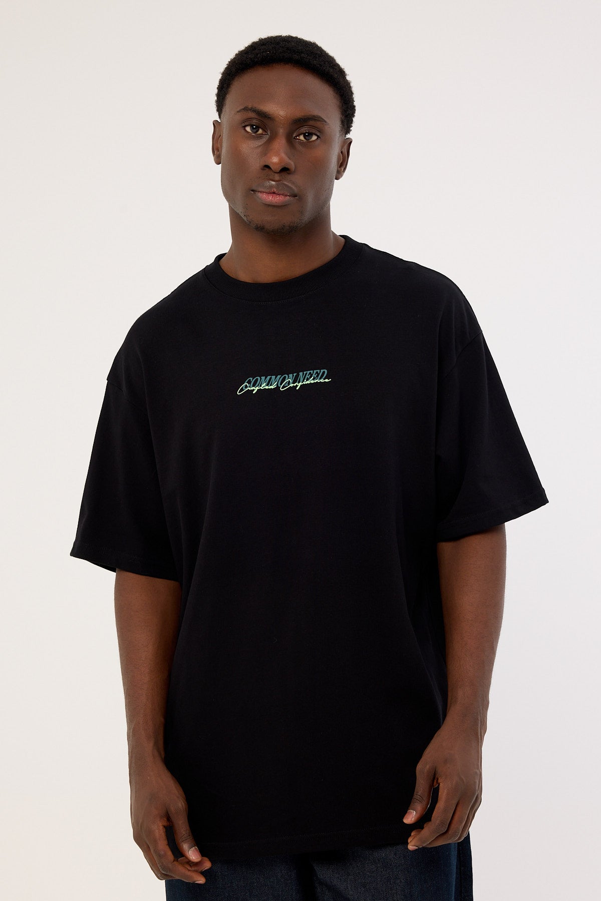 Common Need Slant Heavyweight Boxy Tee Black