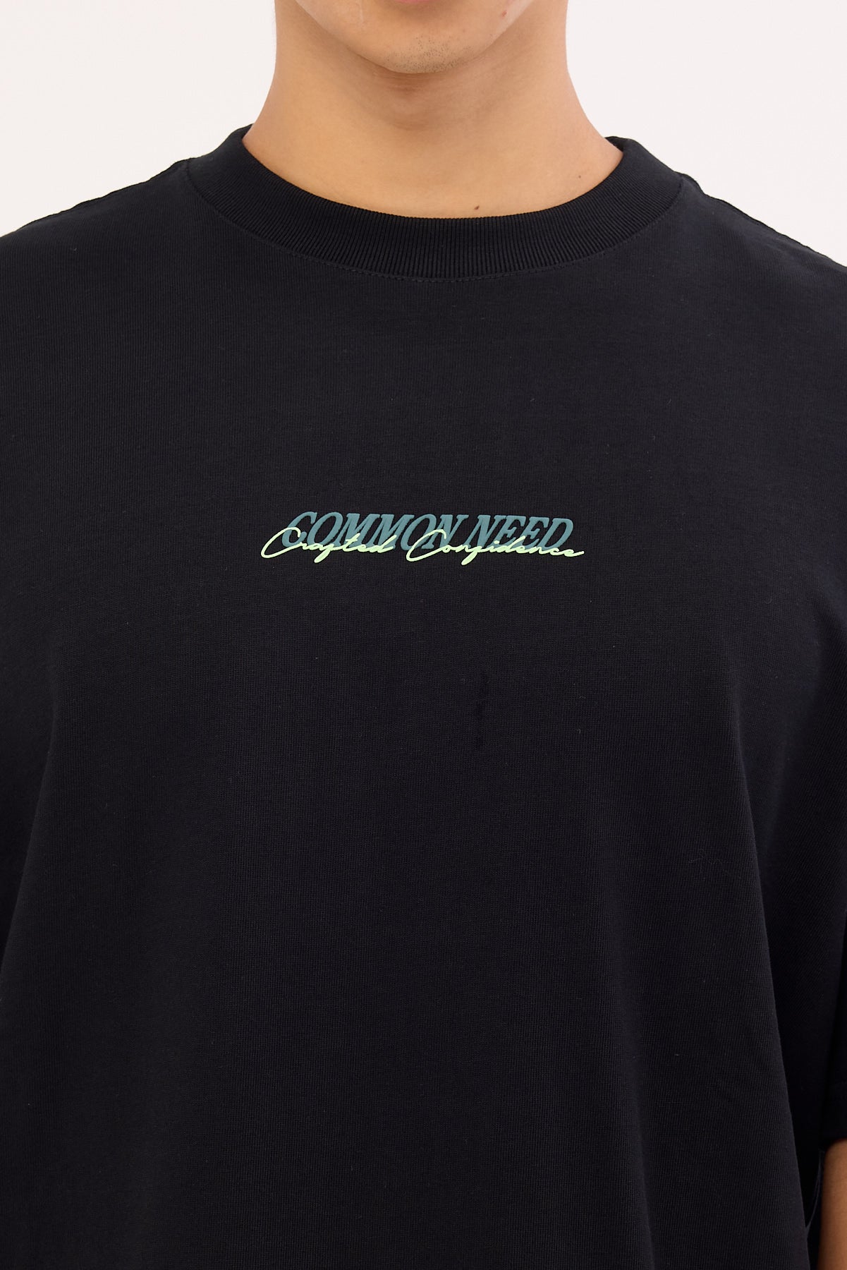 Common Need Slant Heavyweight Boxy Tee Black