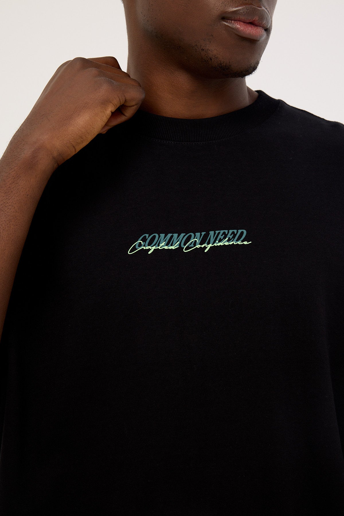 Common Need Slant Heavyweight Boxy Tee Black