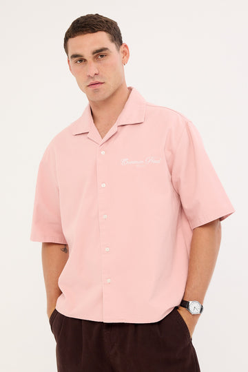 Common Need Diplomatic Boxy Cropped Resort Shirt Washed Pink