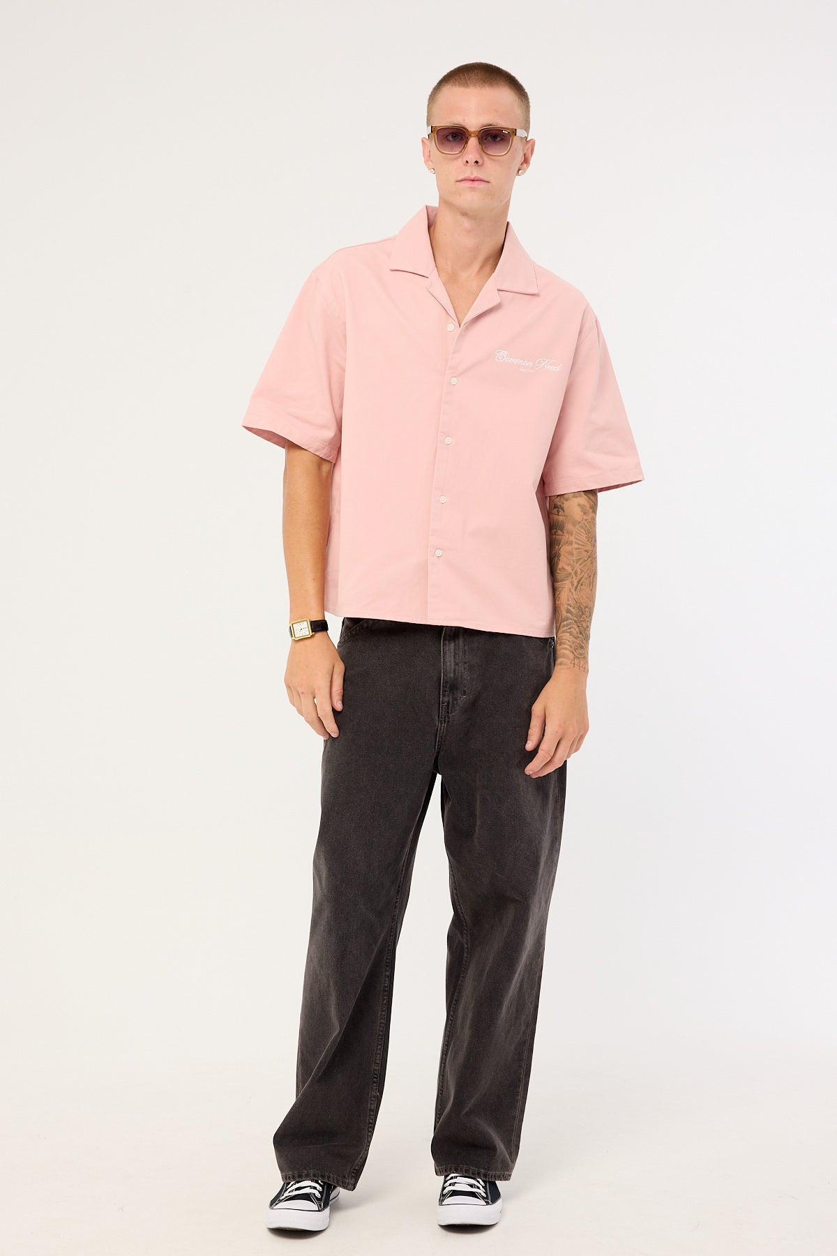 Common Need Diplomatic Boxy Cropped Resort Shirt Washed Pink