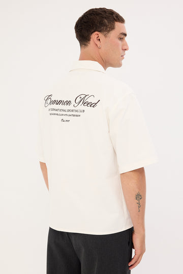 Common Need Diplomatic Boxy Cropped Resort Shirt White