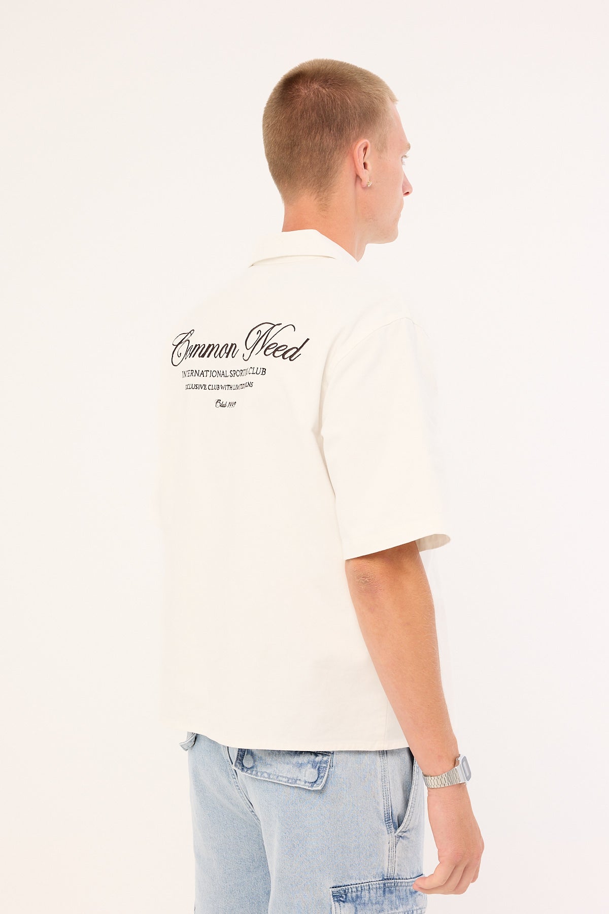 Common Need Diplomatic Boxy Cropped Resort Shirt White