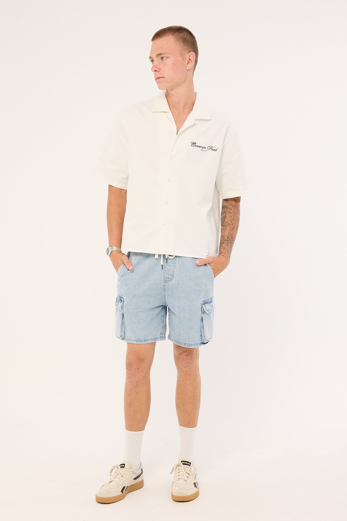 Common Need Diplomatic Boxy Cropped Resort Shirt White