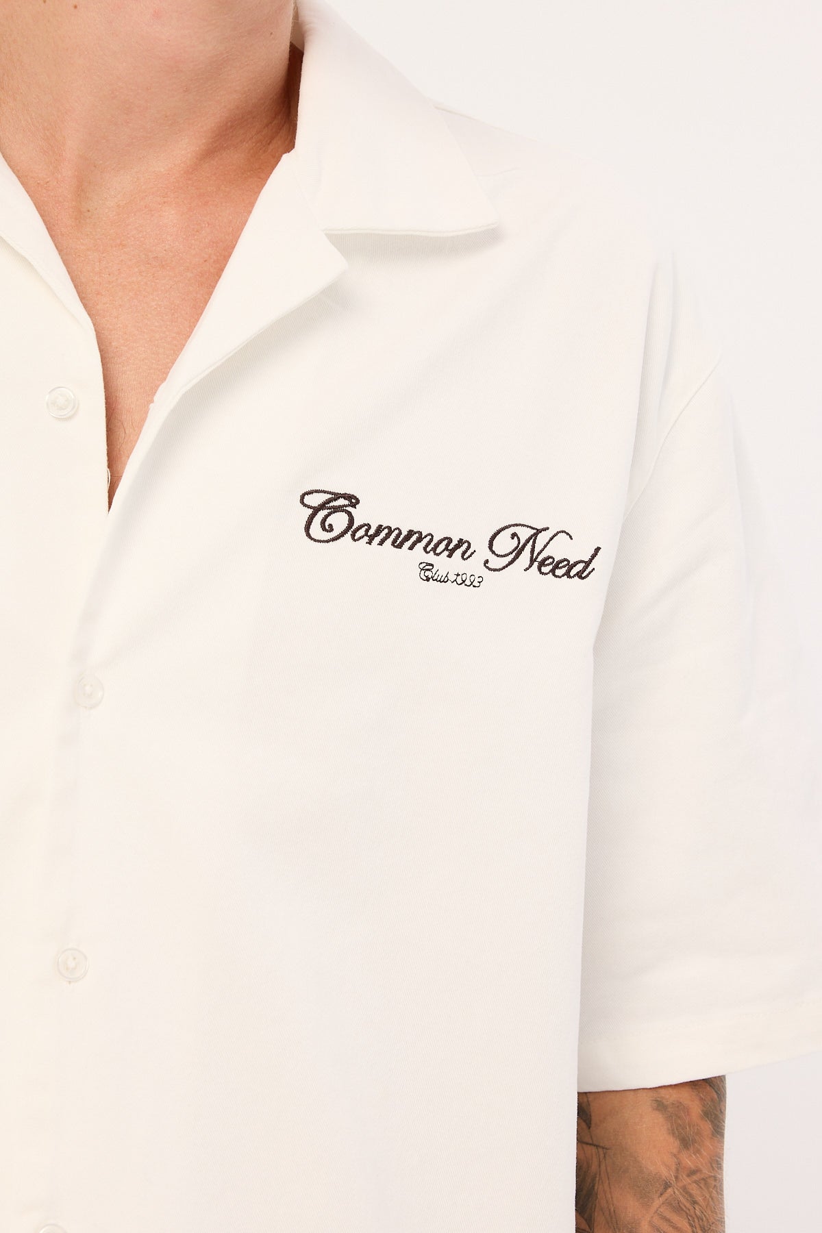 Common Need Diplomatic Boxy Cropped Resort Shirt White