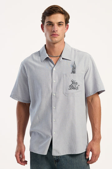 Von Dutch Flying Eye Striped Shirt Grey Stripe