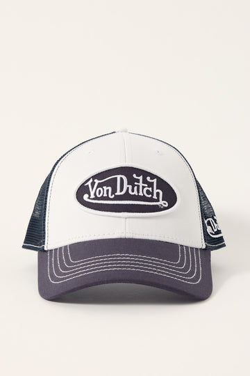 Von Dutch Contrast Twill Trucker Slate/White
