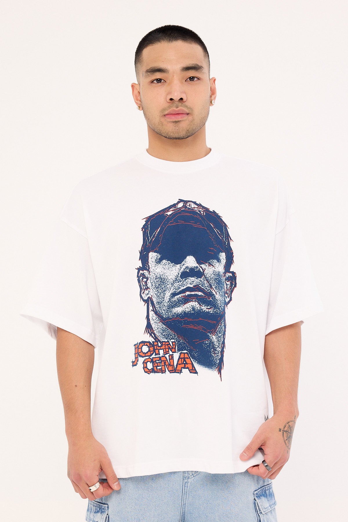 Mitchell & Ness John Cena Hustle Boxy Tee Vintage White