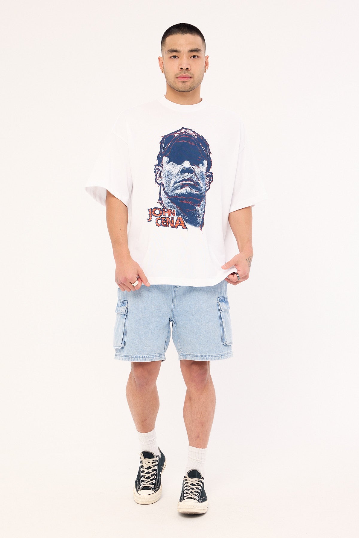 Mitchell & Ness John Cena Hustle Boxy Tee Vintage White