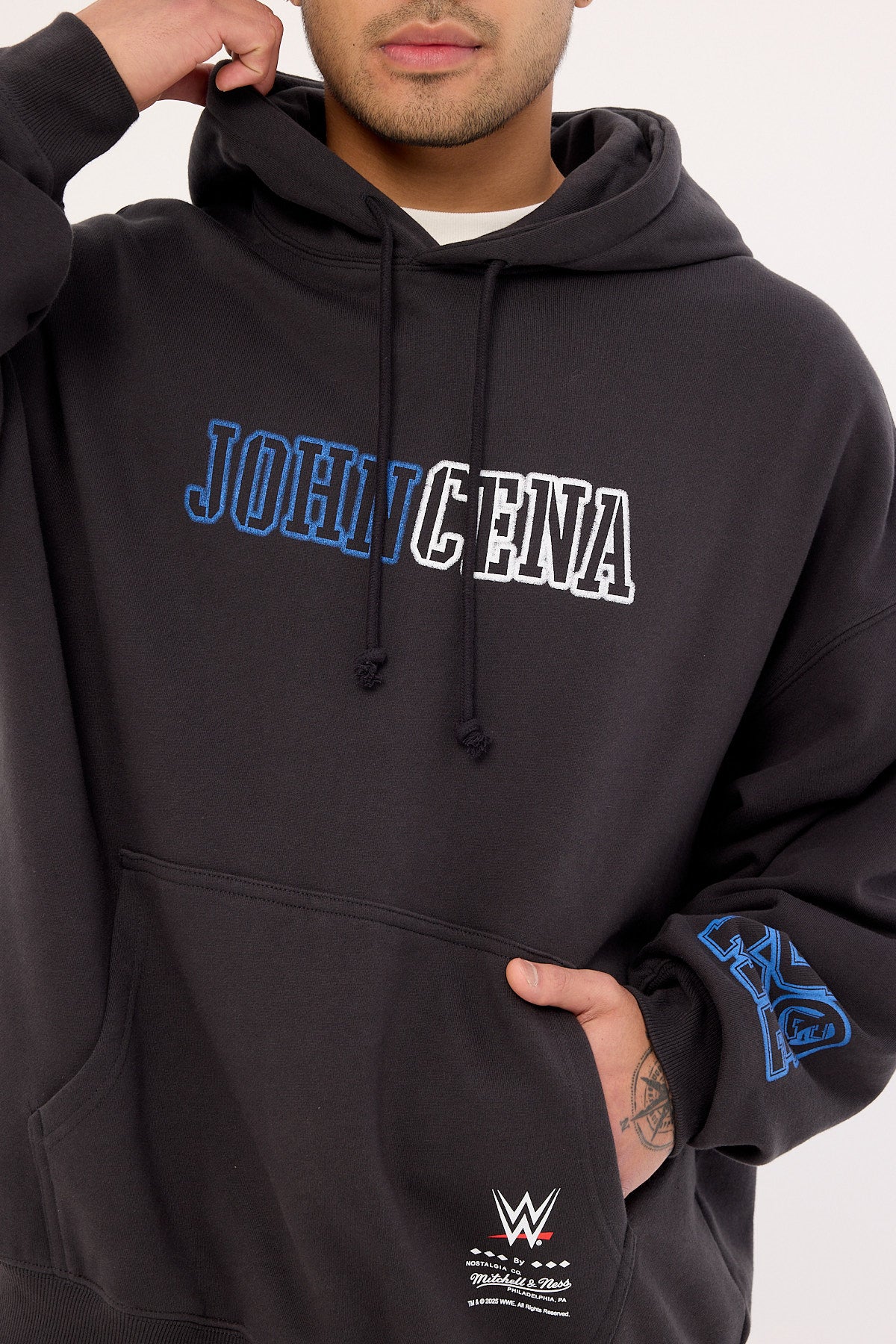 Mitchell & Ness U Can't See Me Boxy Hoodie Faded Black