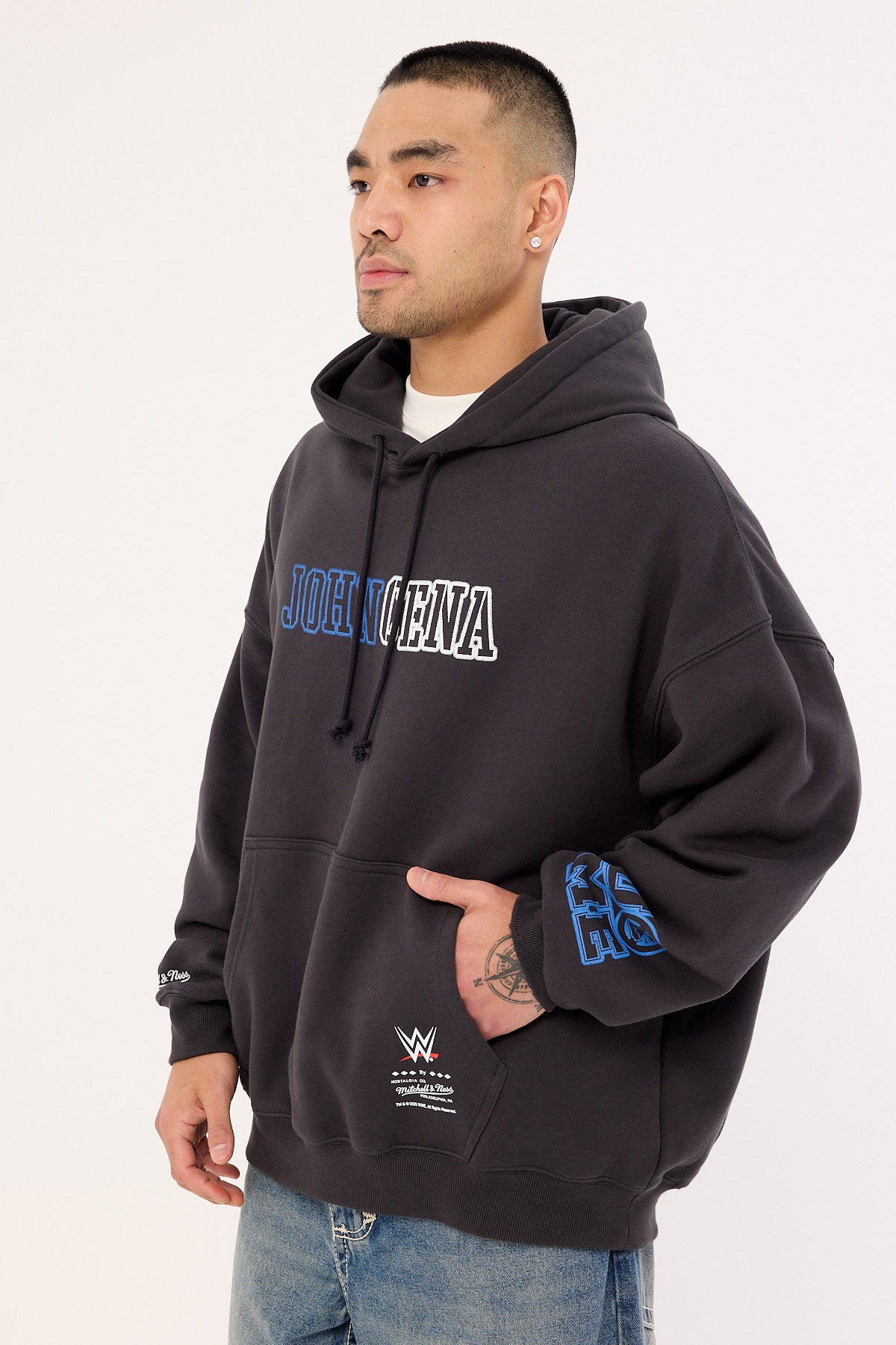Mitchell & Ness U Can't See Me Boxy Hoodie Faded Black