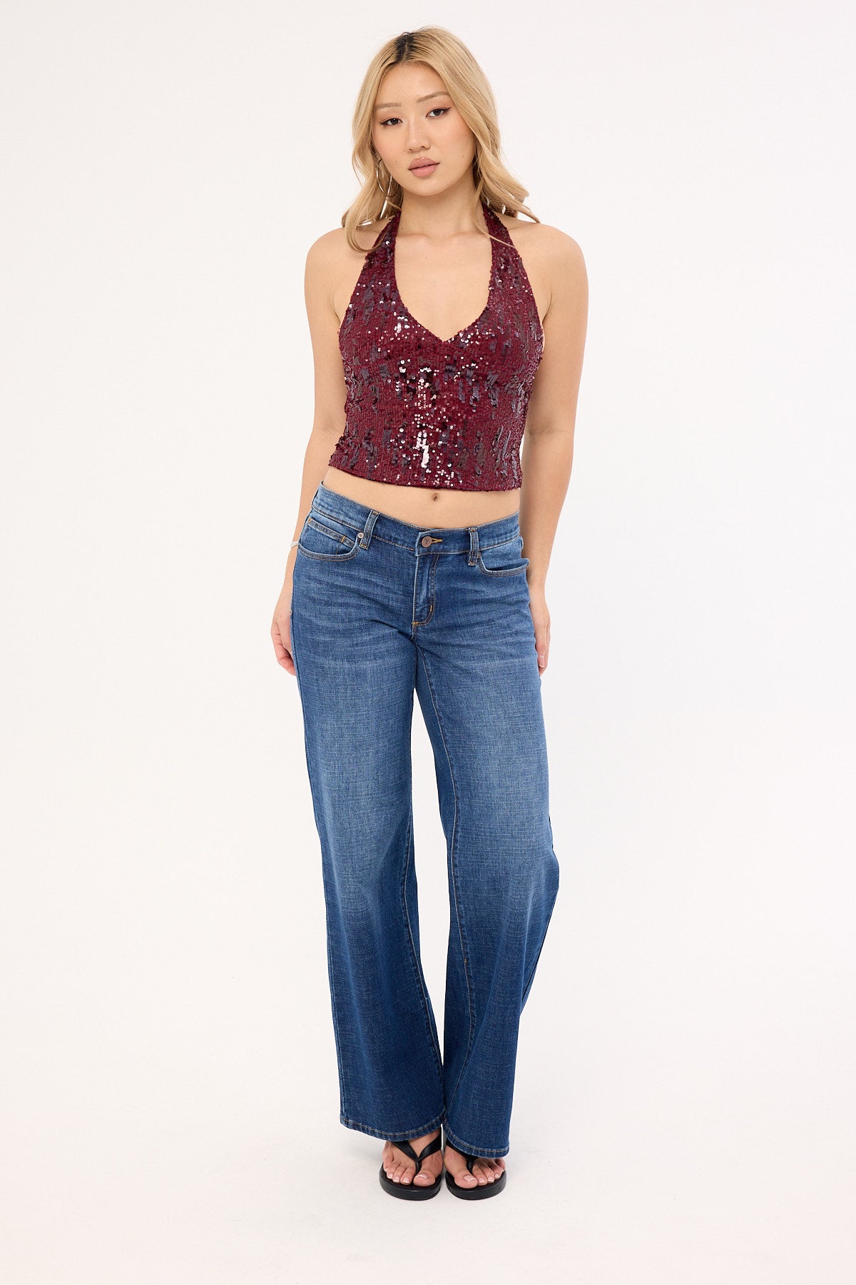 Motel Cosio Halter Top Mix Sequin Red
