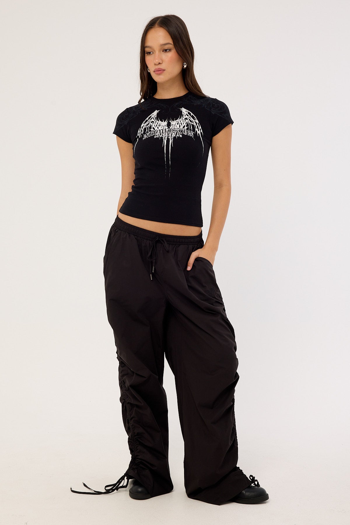 Neovision Shroud Lace Back Baby Tee Black