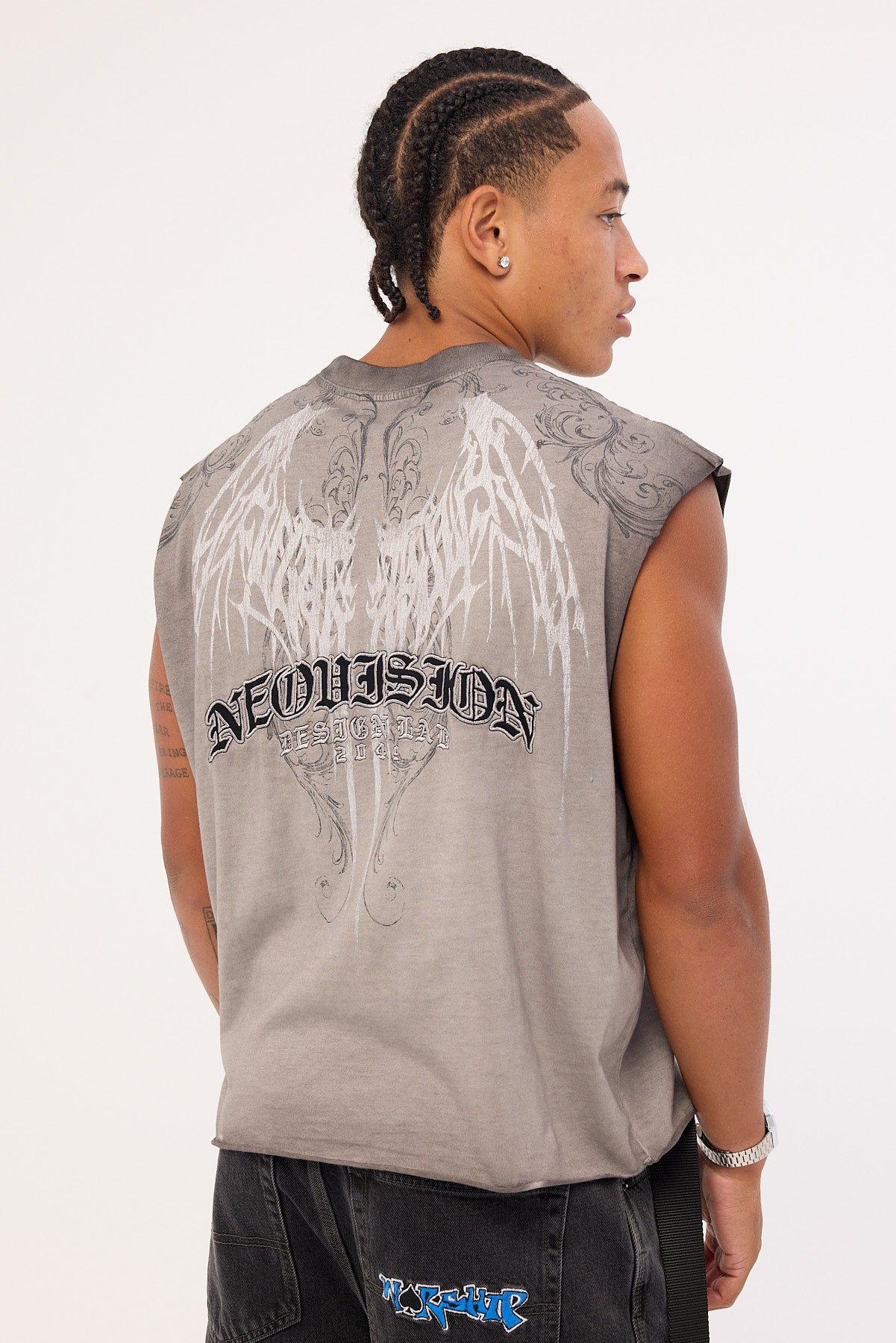 Neovision Shroud Cropped Muscle Tank Heavy Pigment Grey