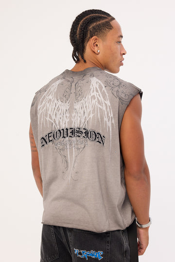 Neovision Shroud Cropped Muscle Tank Heavy Pigment Grey