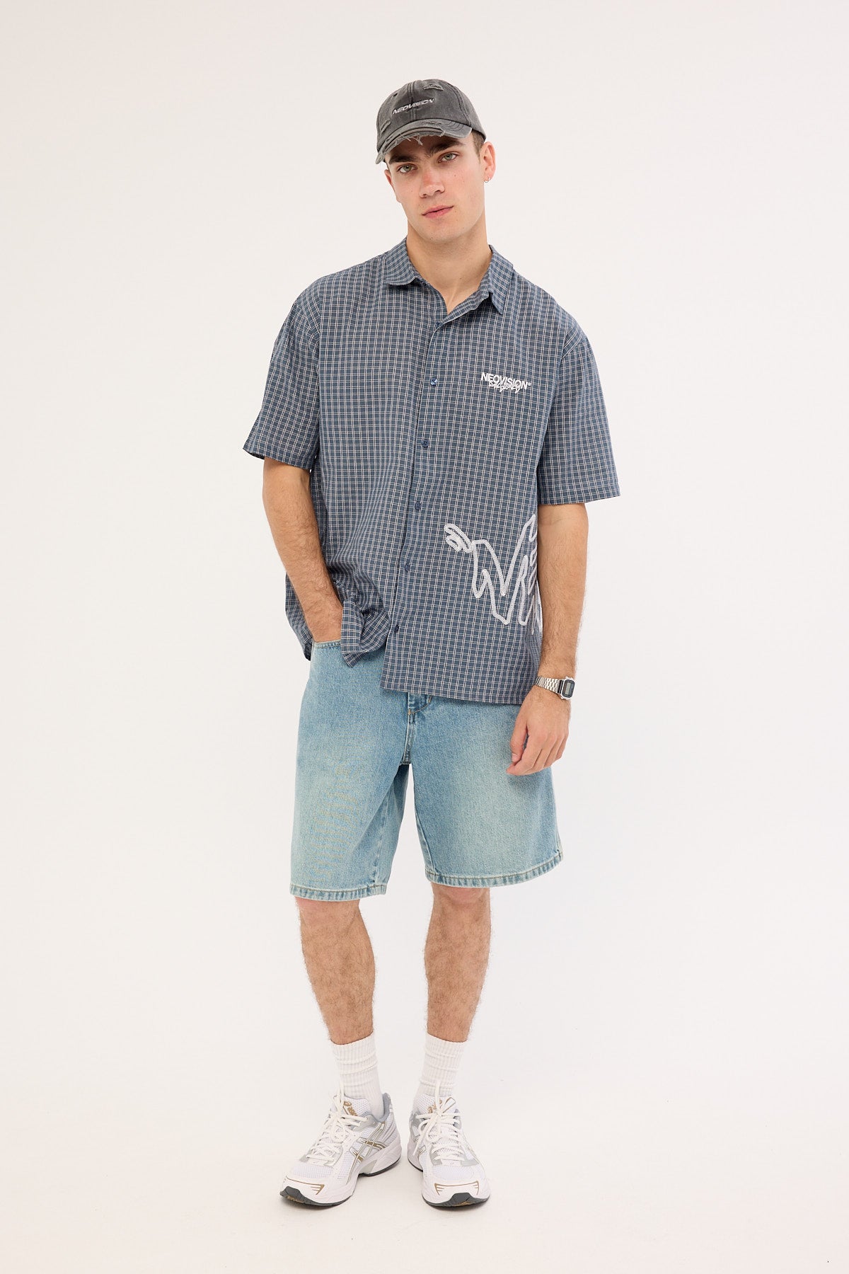 Neovision Reflekt Check Oversize Shirt Dark Teal Check