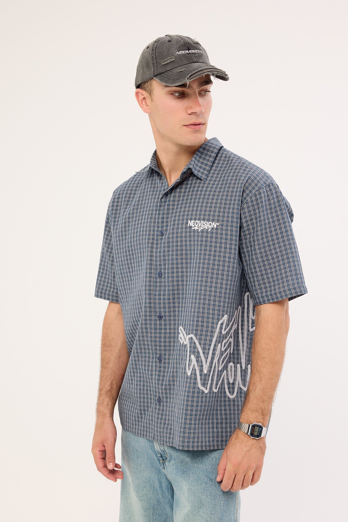 Neovision Reflekt Check Oversize Shirt Dark Teal Check