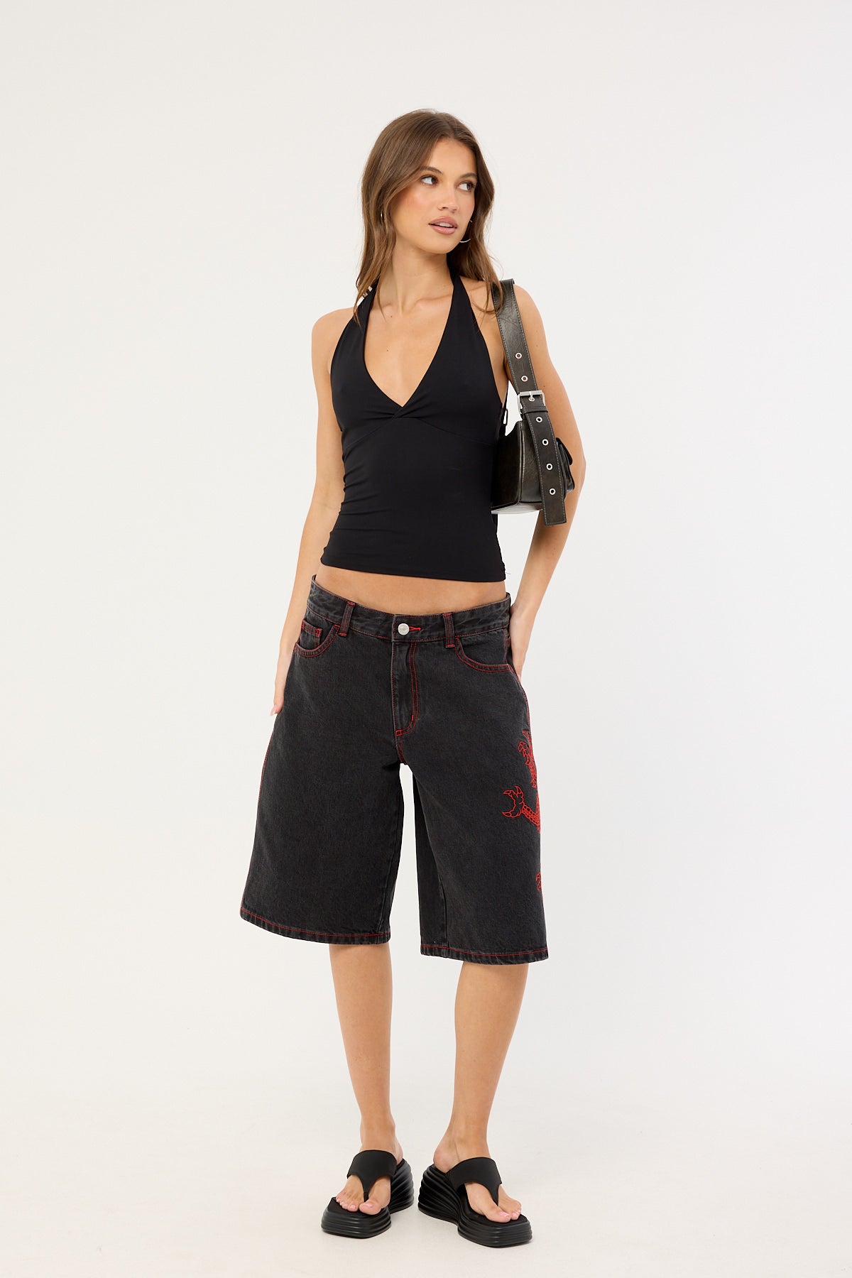 Neovision Rux Wide Leg Jort Washed Black