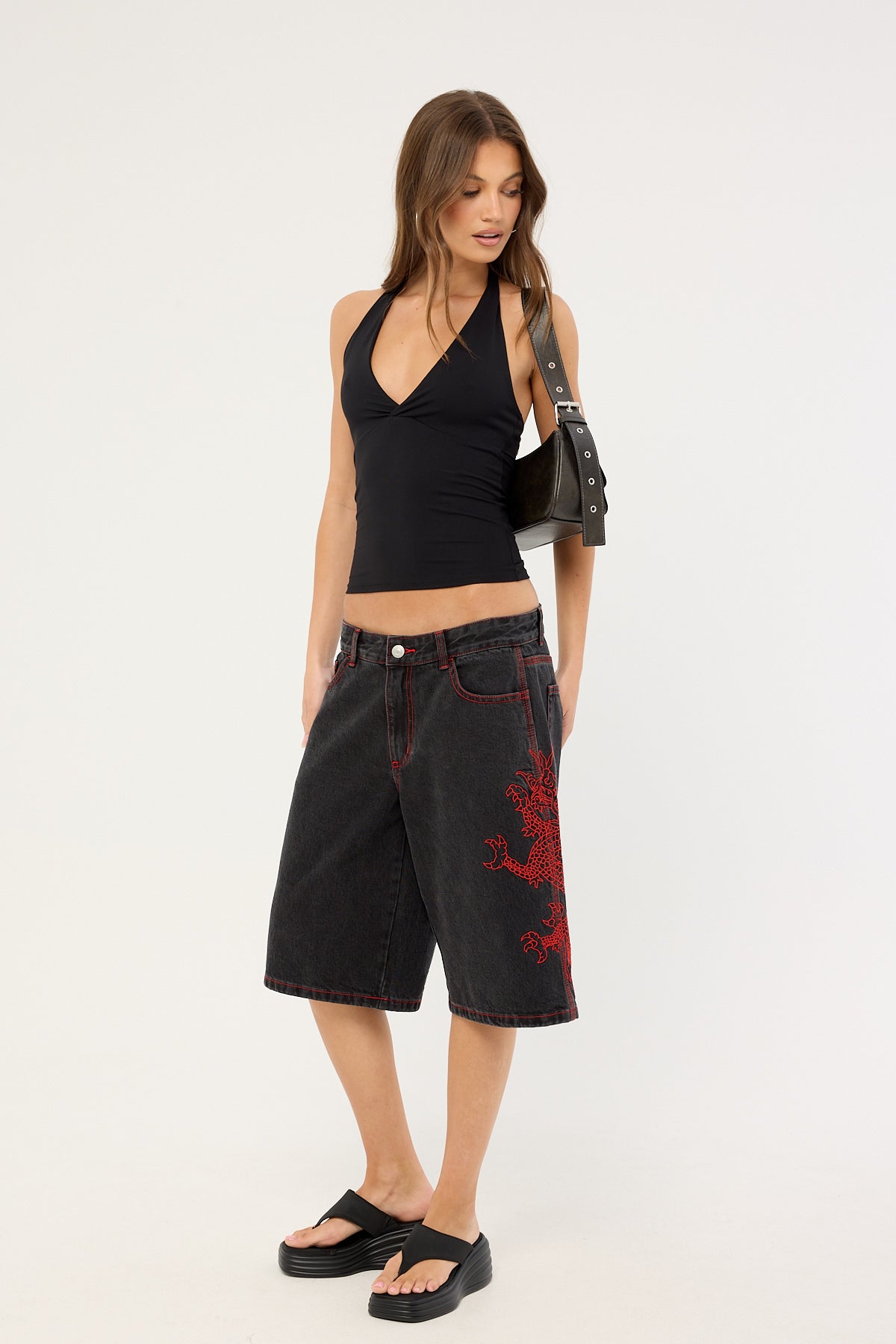 Neovision Rux Wide Leg Jort Washed Black