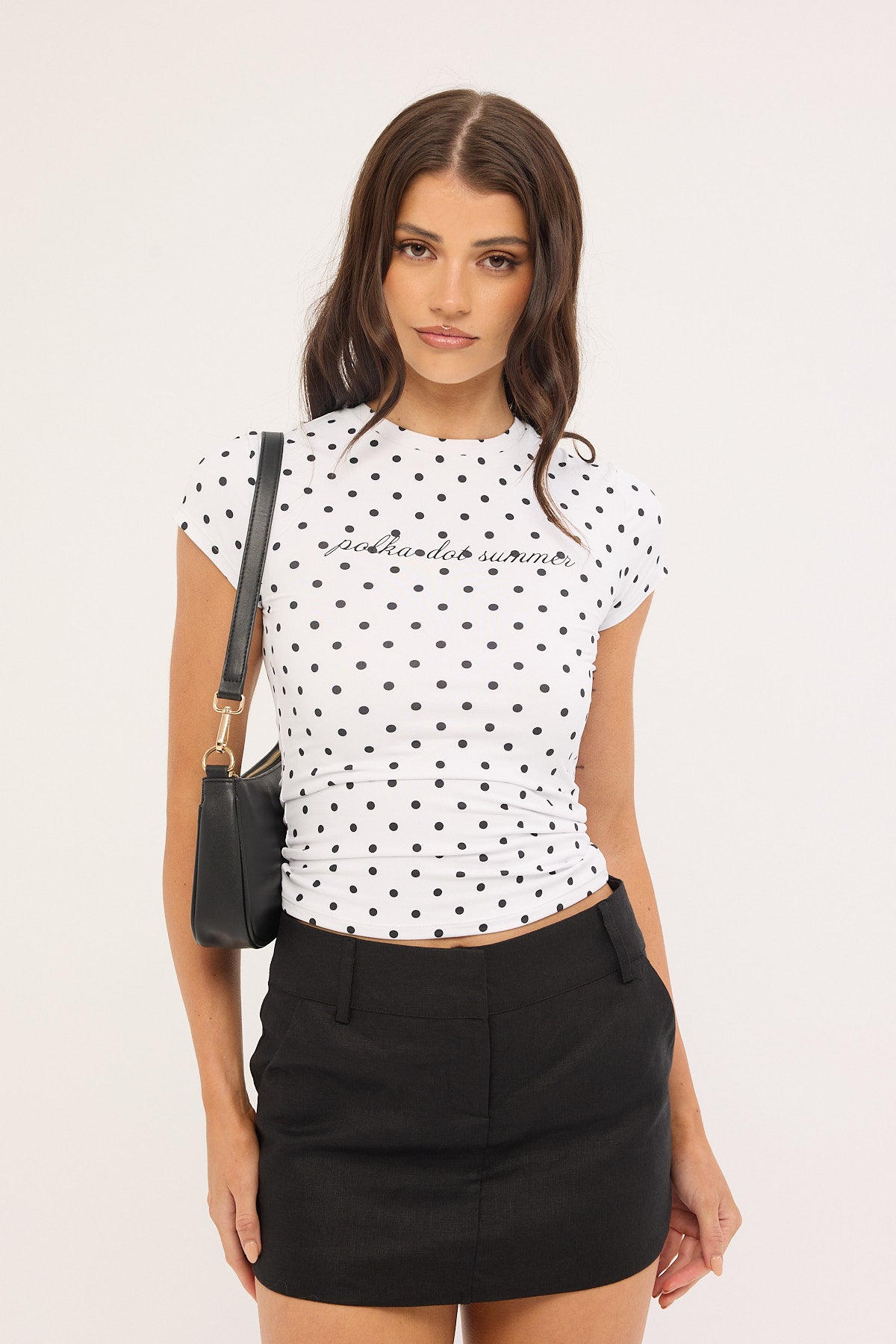 Luck & Trouble Polka Dot Summer Baby Tee White Polka