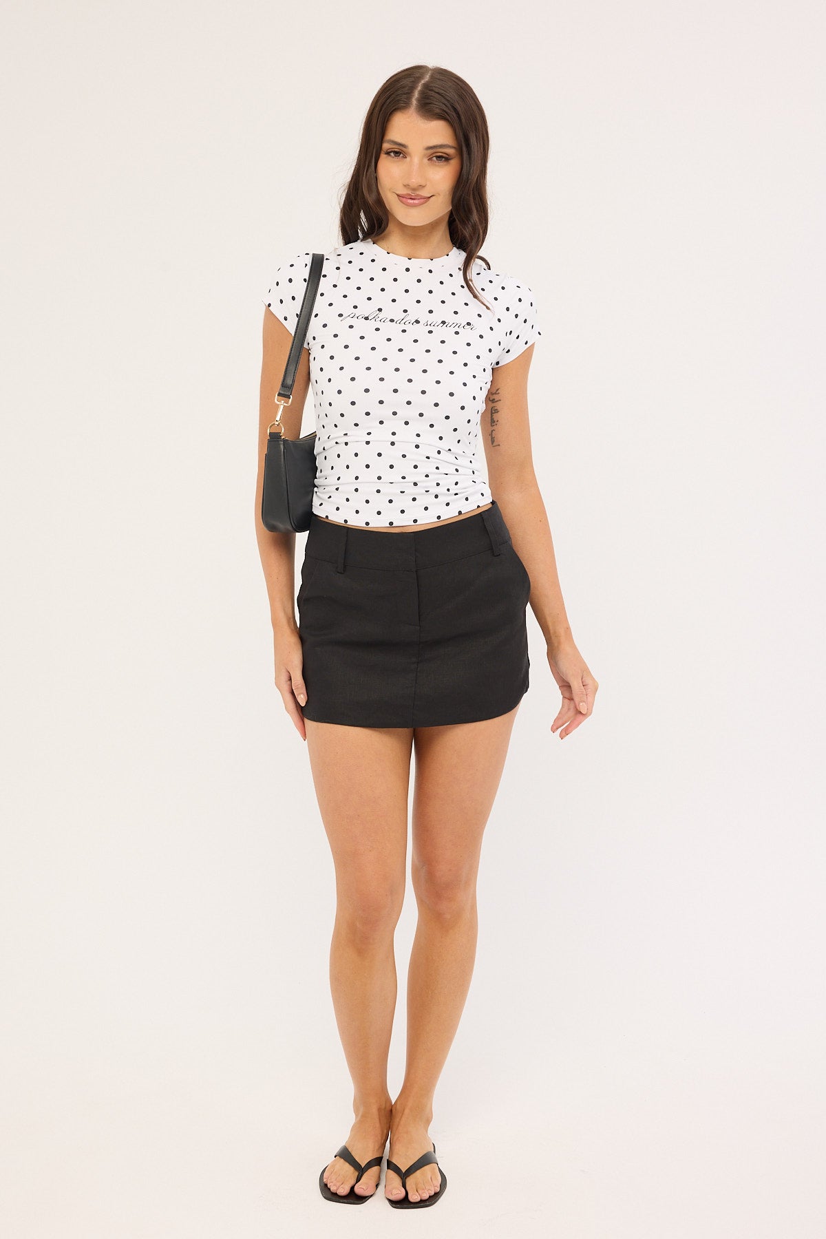 Luck & Trouble Polka Dot Summer Baby Tee White Polka