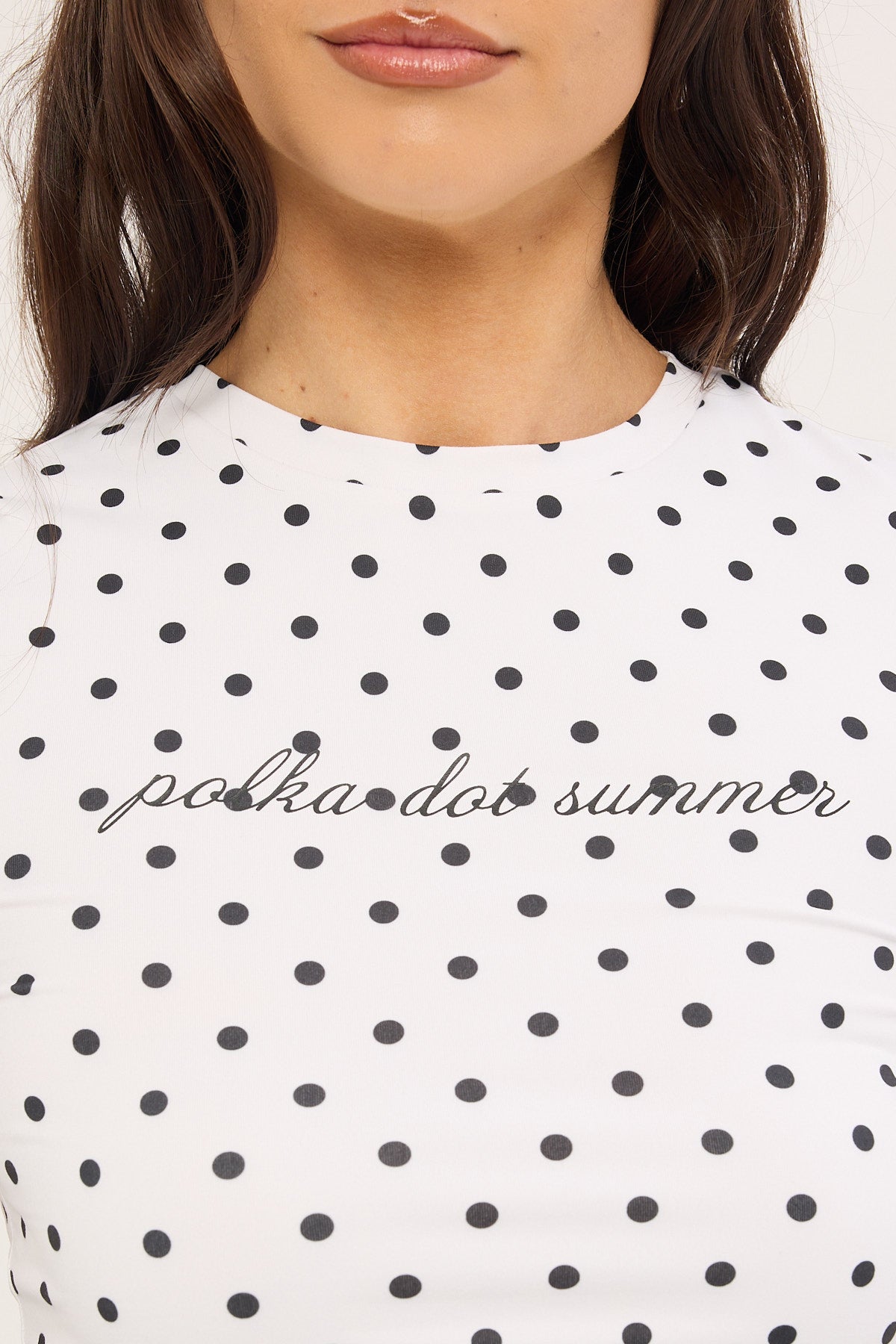 Luck & Trouble Polka Dot Summer Baby Tee White Polka