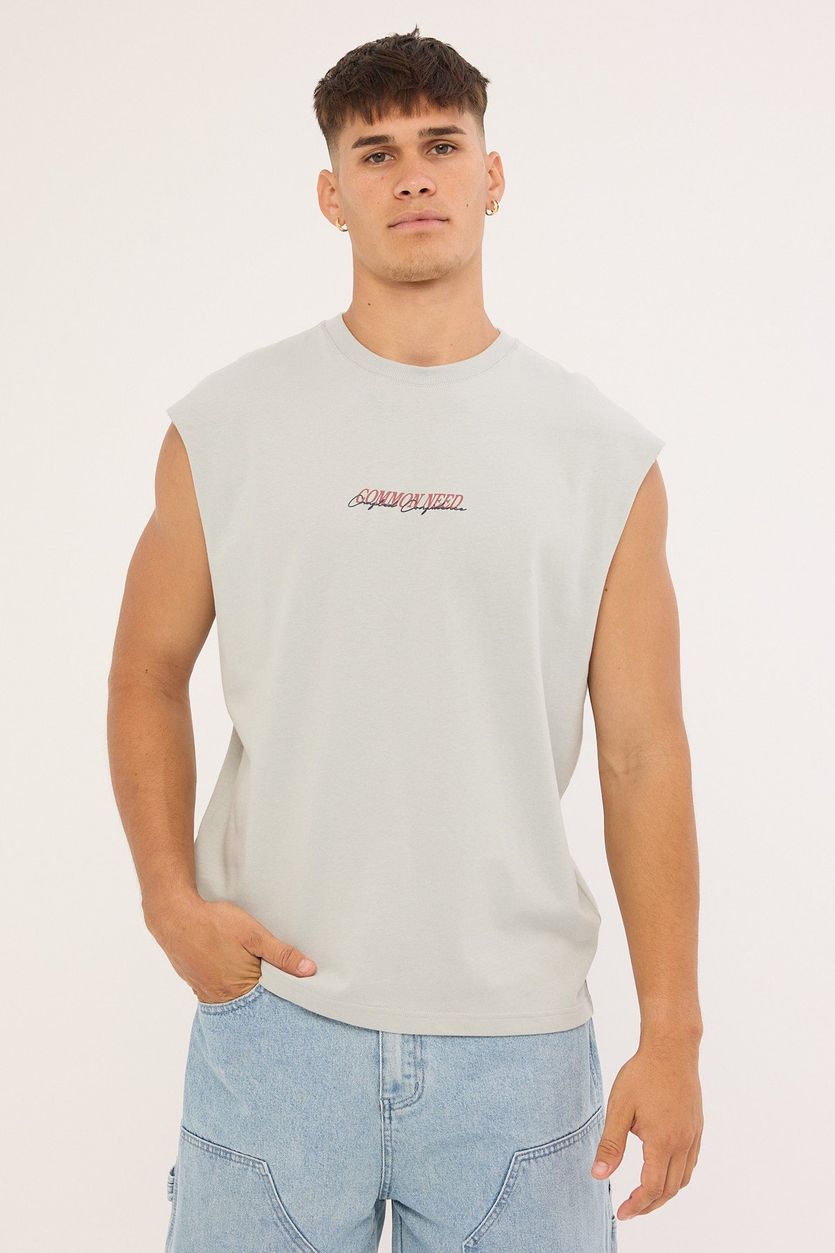 Common Need Slant Muscle Tank Grey