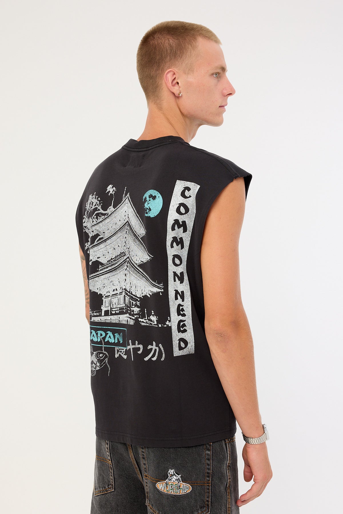 Common Need Tsukiyo Muscle Tank Washed Black