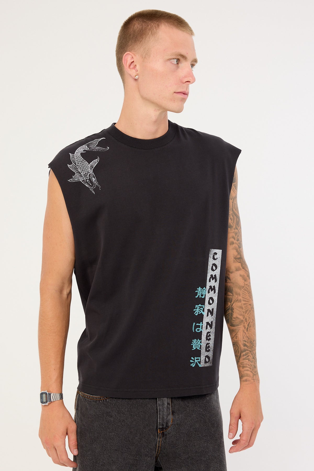 Common Need Tsukiyo Muscle Tank Washed Black