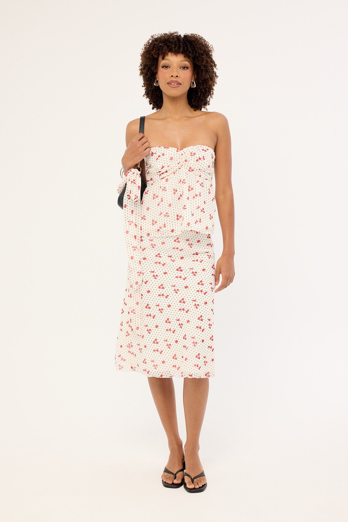 Luck & Trouble Daisie Polka Midi Skirt Off White