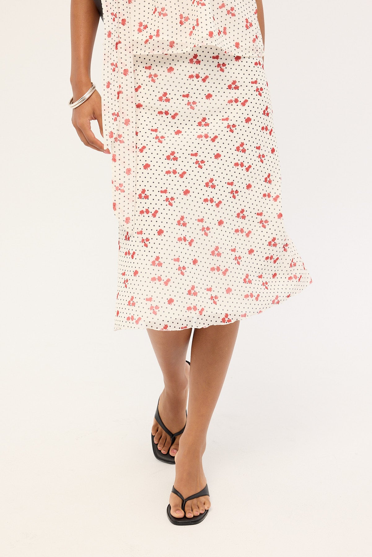 Luck & Trouble Daisie Polka Midi Skirt Off White