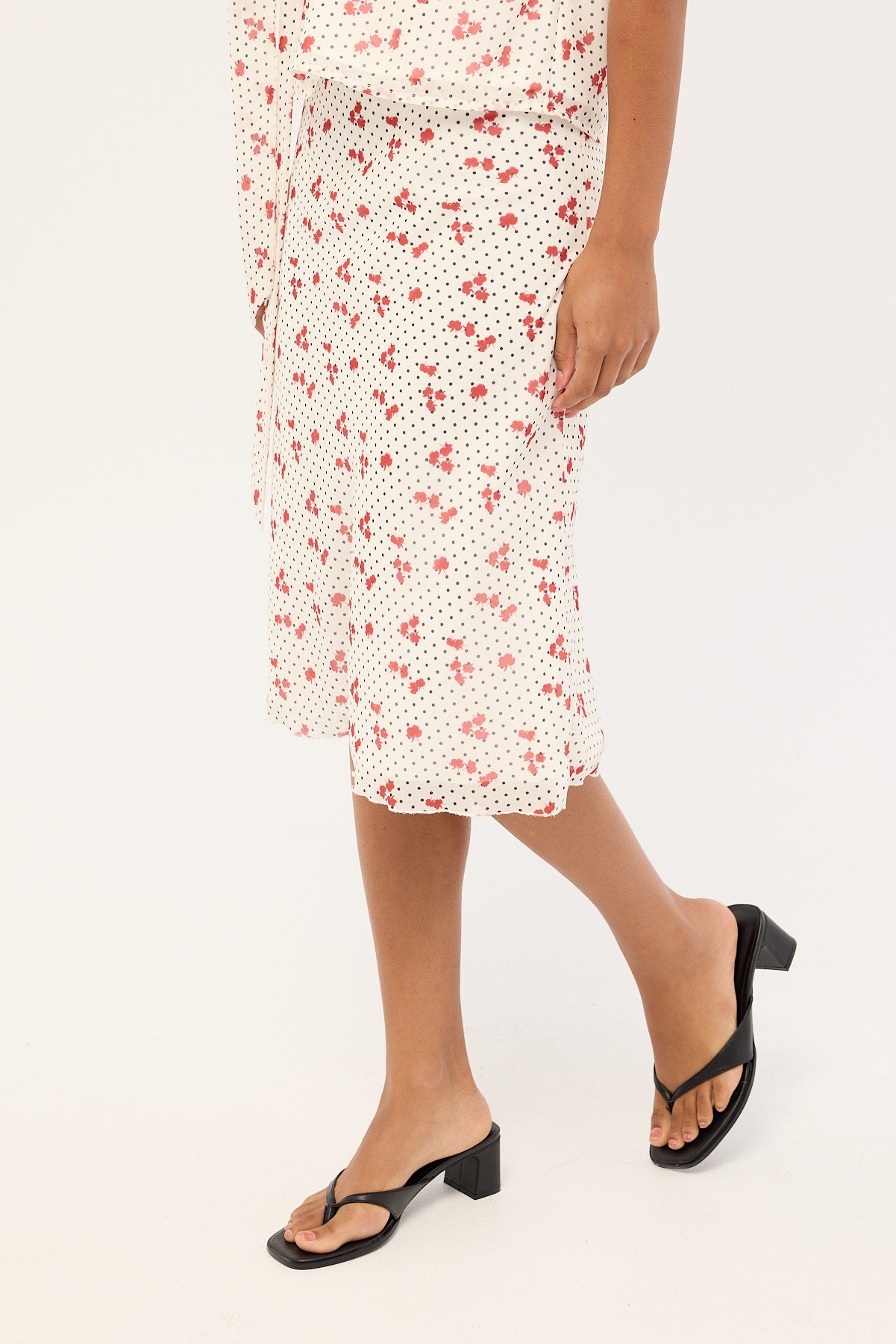 Luck & Trouble Daisie Polka Midi Skirt Off White