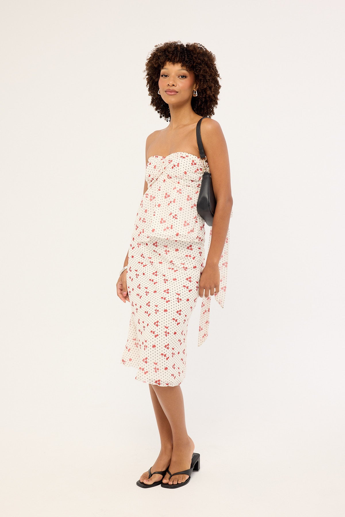 Luck & Trouble Daisie Polka Midi Skirt Off White