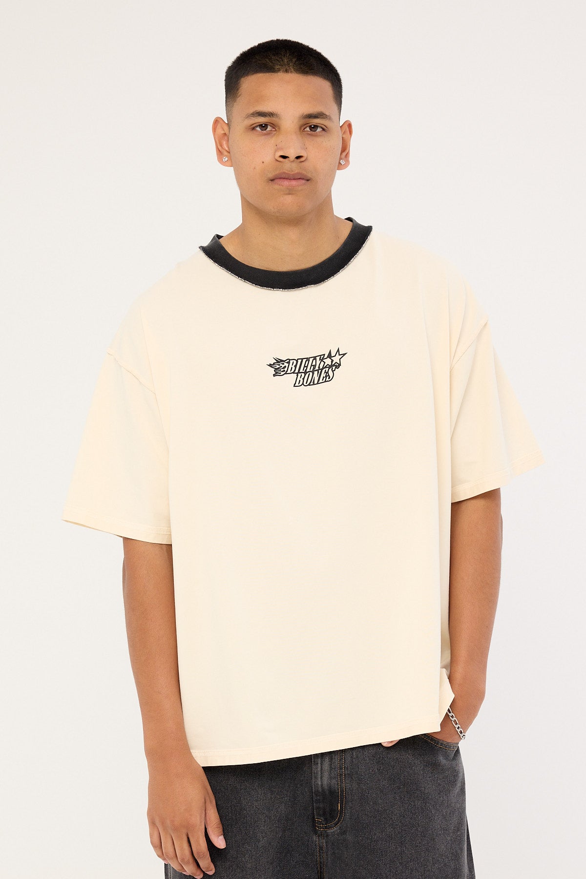 Billy Bones Club Flames Oversized Tee Cream