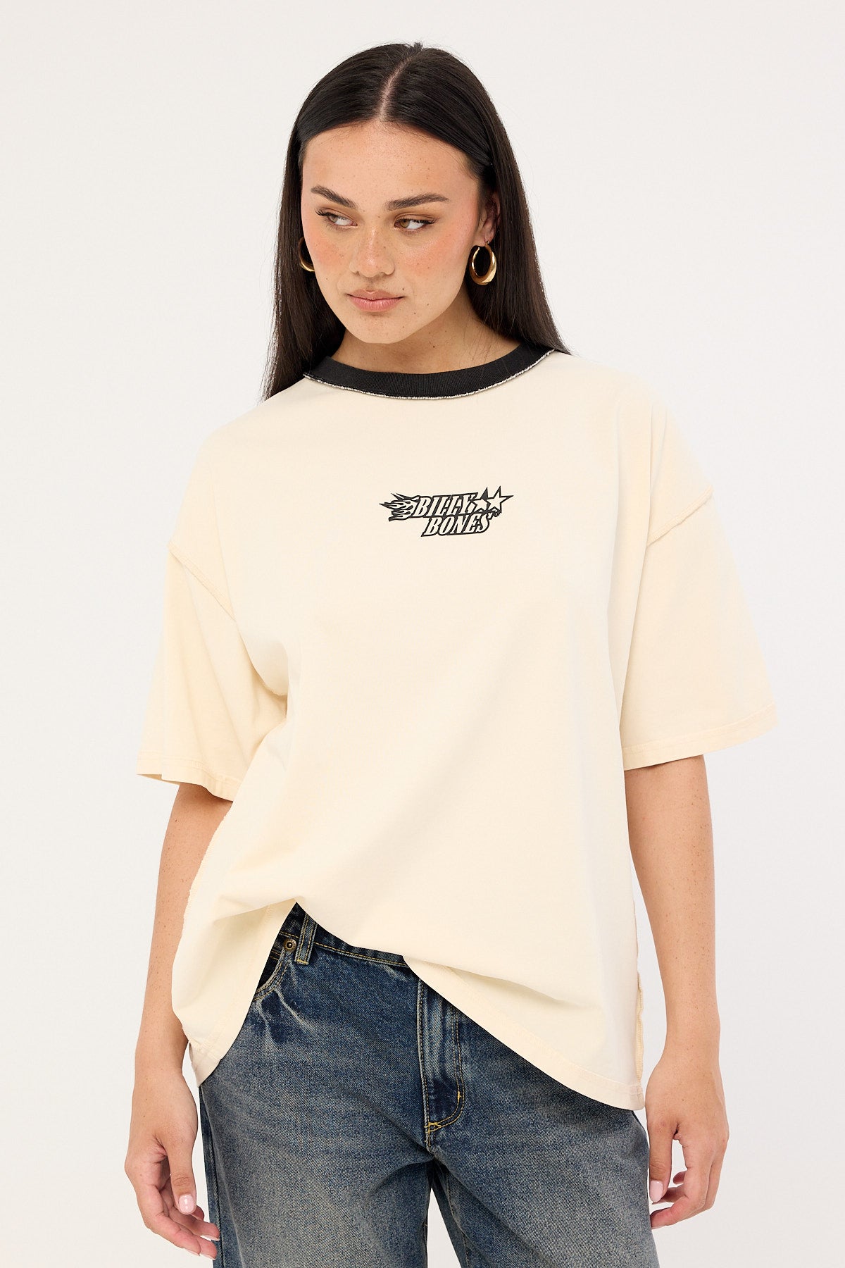 Billy Bones Club Flames Oversized Tee Cream