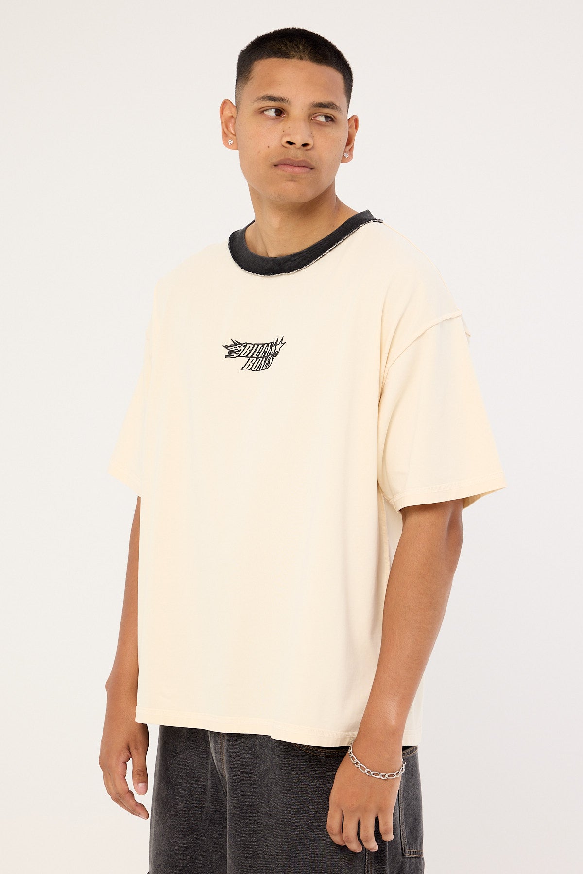Billy Bones Club Flames Oversized Tee Cream