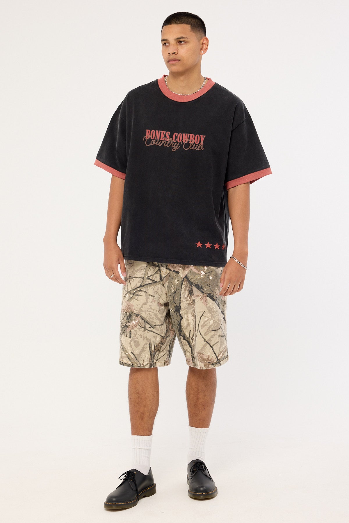 Billy Bones Club Country Club Oversized Ringer Tee Washed Black