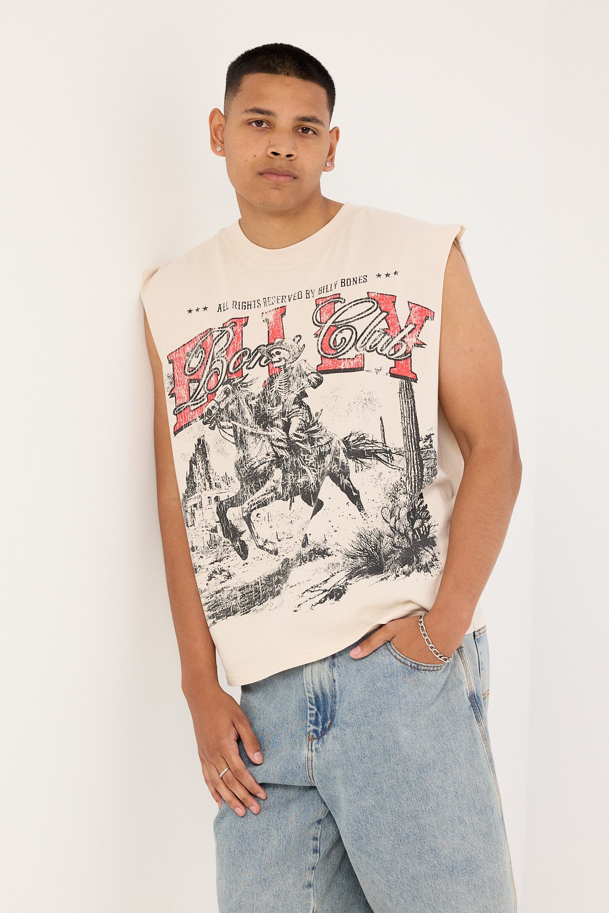 Billy Bones Club Route 66 Boxy Muscle Tank Pepper