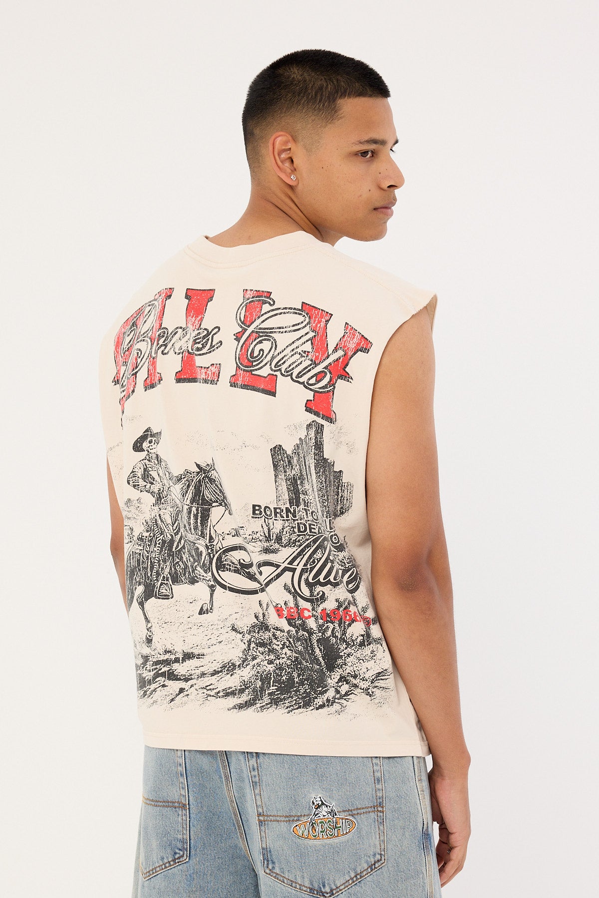 Billy Bones Club Route 66 Boxy Muscle Tank Pepper