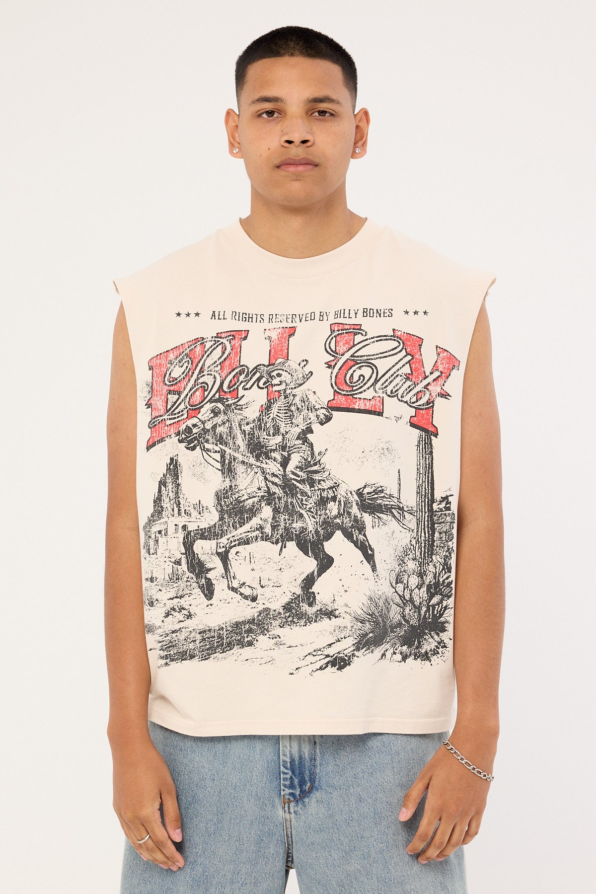 Billy Bones Club Route 66 Boxy Muscle Tank Pepper