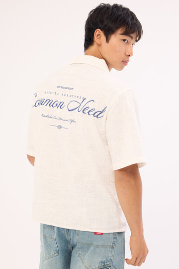 Common Need Terrence Boxy Cropped Resort Shirt White